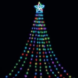   Entac Karácsonyfa takaró fényfüggöny 300 Mikro LED, RGB színes, 10×2,9 m, IP44, 8 világítási mód, IR távirányítóval