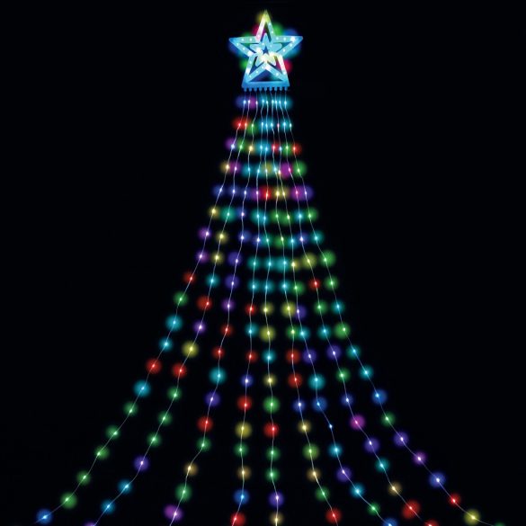 Entac Karácsonyfa takaró fényfüggöny 300 Mikro LED, RGB színes, 10×2,9 m, IP44, 8 világítási mód, IR távirányítóval