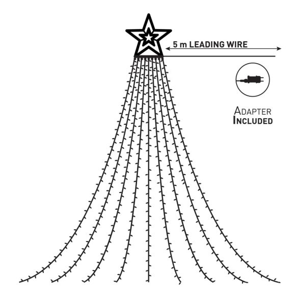 Entac Karácsonyfa takaró fényfüggöny 300 Mikro LED, RGB színes, 10×2,9 m, IP44, 8 világítási mód, IR távirányítóval