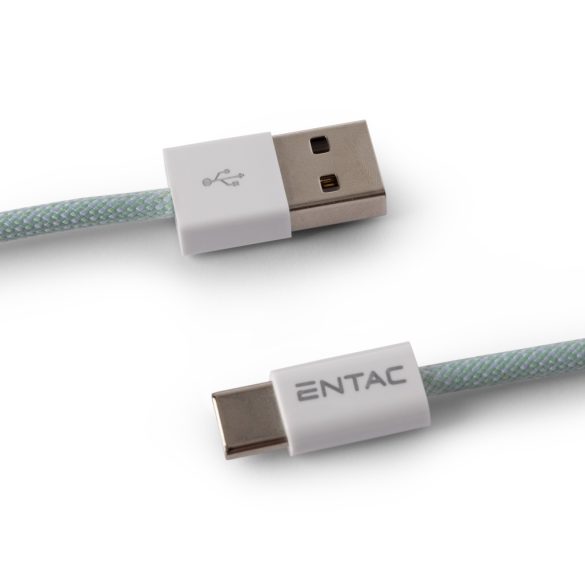 Entac 10W töltőkábel USB-A - USB-C Casual zöld 150cm