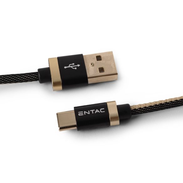 Entac 15W gyorstöltő kábel USB-A - USB-C Fashion King fekete 100cm