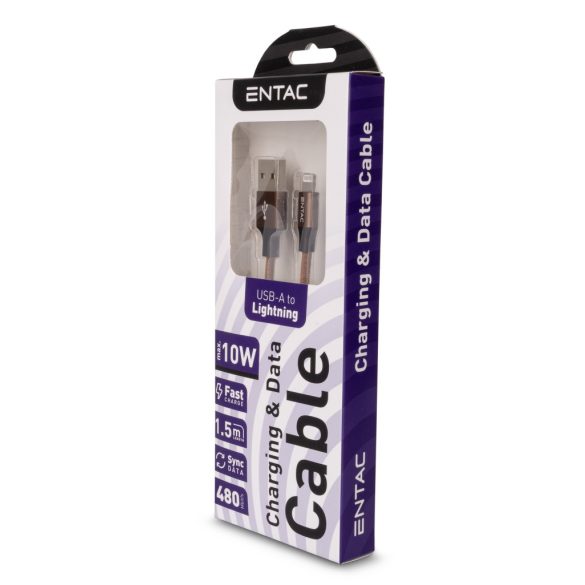 Entac 10W töltőkábel USB-A - Lightning Excellence barna 150cm