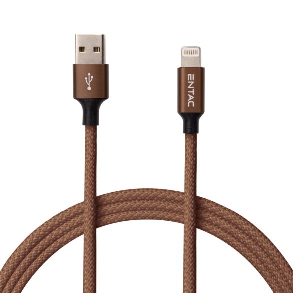 Entac 12W gyorstöltő kábel USB-A - Lightning Excellence barna 100cm