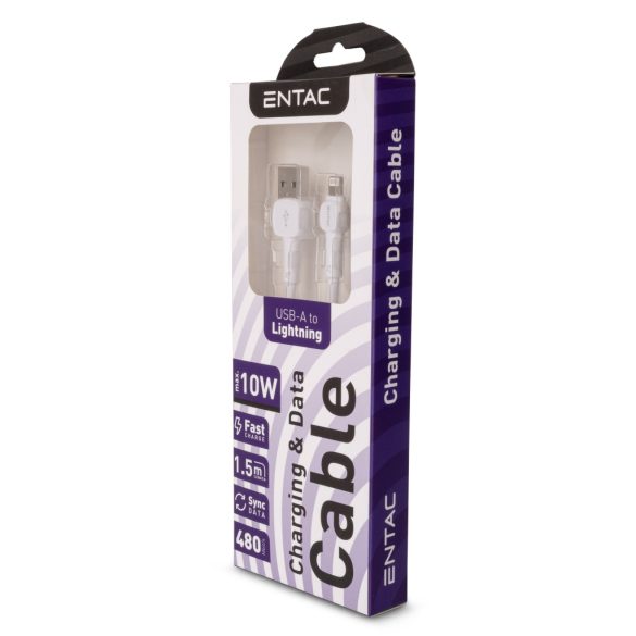 Entac 10W töltőkábel USB-A - Lightning Classic fehér 150cm
