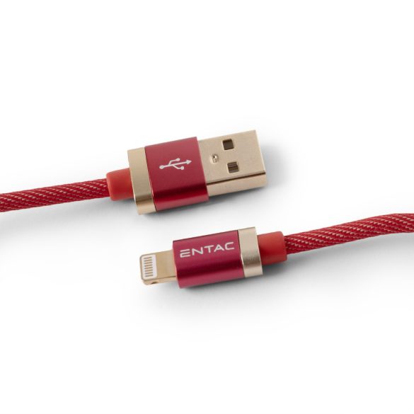 Entac 15W gyorstöltő kábel USB-A - Lightning Fashion King piros 100cm