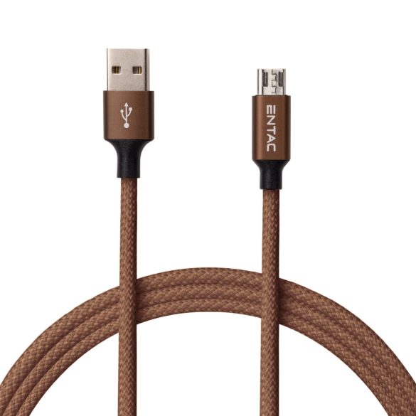 Entac 10W töltőkábel USB-A - Micro USB Excellence barna 150cm