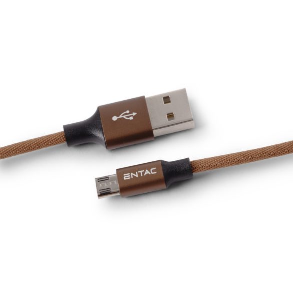Entac 10W töltőkábel USB-A - Micro USB Excellence barna 150cm