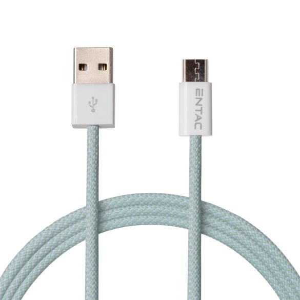 Entac 12W gyorstöltő kábel USB-A - Micro USB Casual zöld 100cm