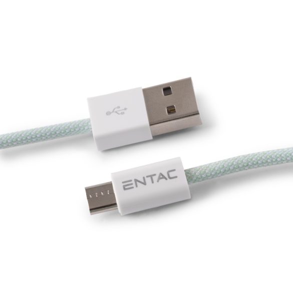 Entac 12W gyorstöltő kábel USB-A - Micro USB Casual zöld 100cm