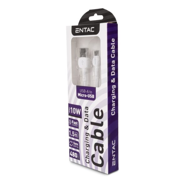 Entac 10W töltőkábel USB-A - Micro USB Classic fehér 150cm