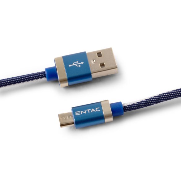 Entac 15W gyorstöltő kábel USB-A - Micro USB Fashion King kék 100cm