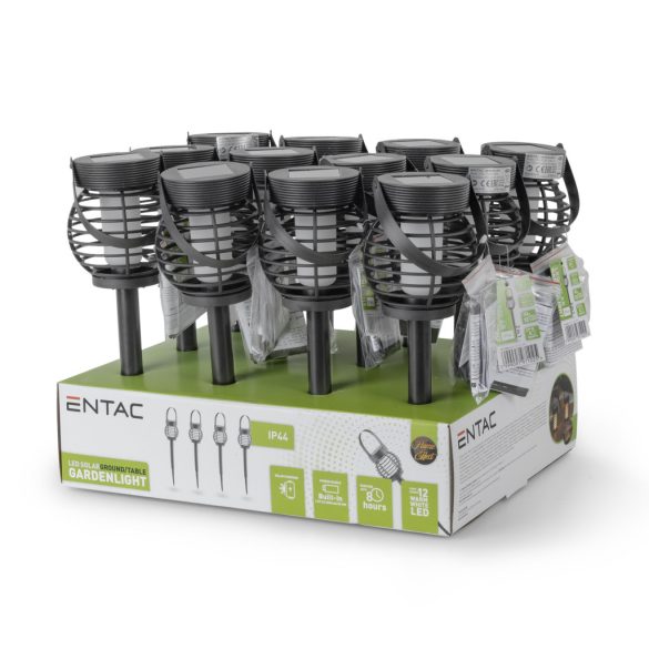 Entac Multifunkcionális Kerti Szolár lámpa láng effekttel, melegfehér SMD LED