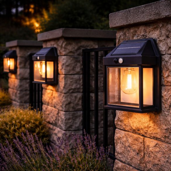 Entac Kerti Szolár lámpa, kerítésvilágítás, PIR érzékelővel, 1db melegfehér filament LED