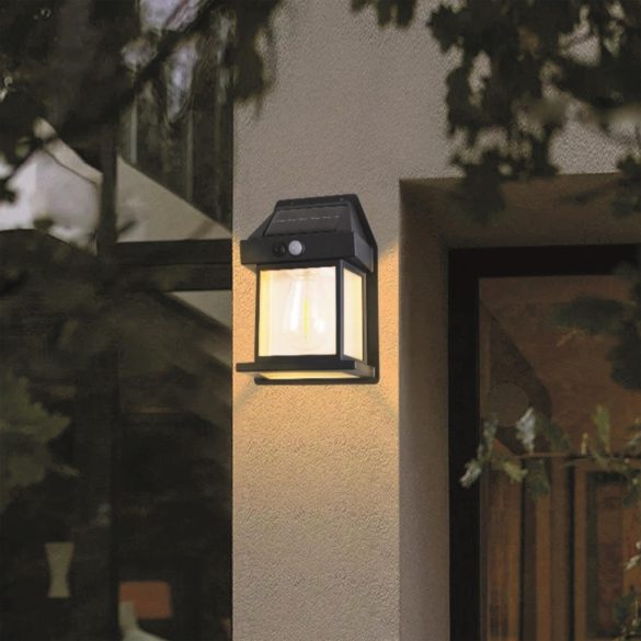 Entac Kerti Szolár lámpa 110 mm, kerítésvilágítás, PIR érzékelővel, 1db melegfehér filament LED