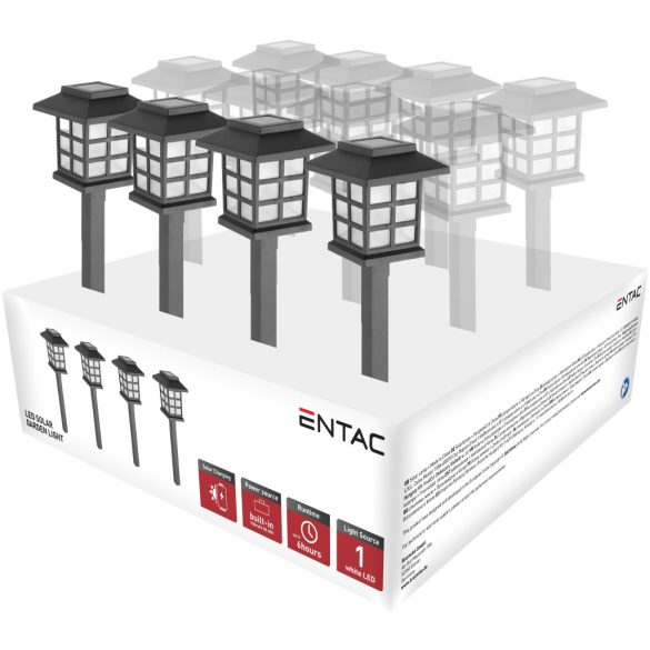 Entac Kerti Szolár lámpa 380 mm, műanyag, lámpás stílusú kivitel, fehér fényű LED