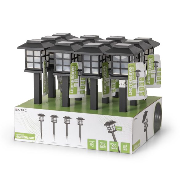 Entac Kerti Szolár lámpa 380 mm, műanyag, lámpás stílusú kivitel, fehér fényű LED
