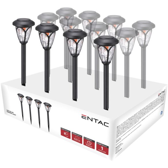 Entac Kerti Szolár lámpa 400 mm, műanyag ház, fehér fényű LED, lámpás stílus