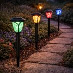   Entac Kerti Szolár lámpa 400 mm, műanyag ház, színes fényű RGB LED, lámpás stílus