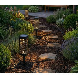   Entac Kerti Szolár lámpa 285 mm, fekete műanyag ház, árnyék hatás, 1 LED