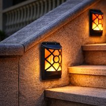   Entac Kerti Szolár lámpa 180 mm, láng effekttel, 36db melegfehér LED, fali vagy lépcsővilágítás