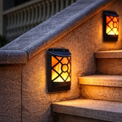   Entac Kerti Szolár lámpa 180 mm, láng effekttel, 36db melegfehér LED, fali vagy lépcsővilágítás