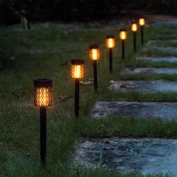   Entac Kerti Szolár leszúrható fáklya, láng effekttel, 360 mm, 6 db melegfehér LED