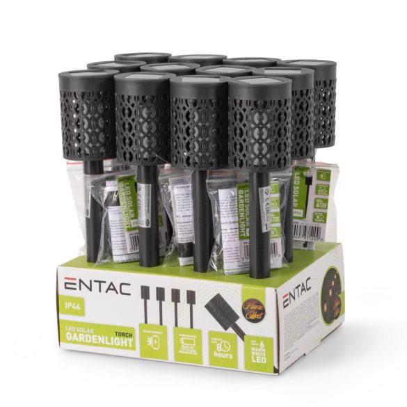 Entac Kerti Szolár leszúrható fáklya, láng effekttel, 360 mm, 6 db melegfehér LED