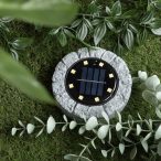   Entac Kerti Szolár talajlámpa, 8 db melegfehér SMD LED, kőhatású külső, sötétszürke