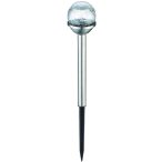   Entac Kerti Szolár lámpa 340 mm, rozsdamentes acél test, üveg gömb fej, fehér fényű LED