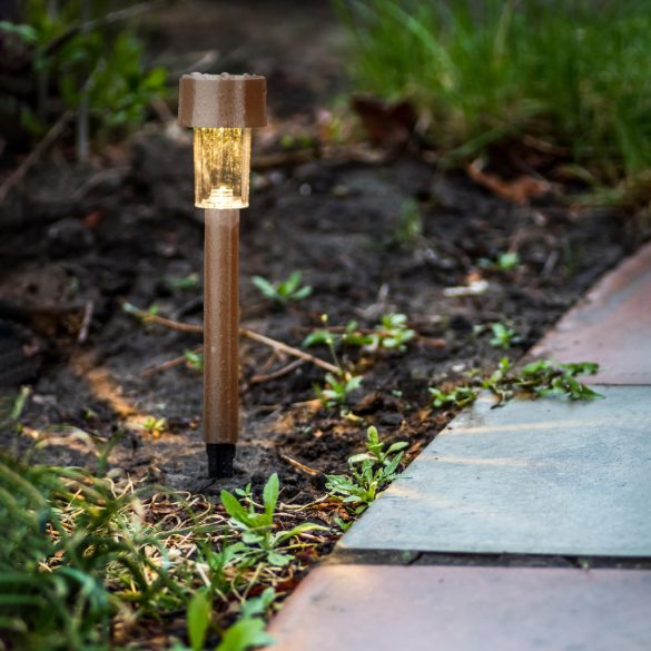 Entac Kerti Szolár lámpa 360 mm, rozsdamentes acél, barna szín, fehér fényű LED