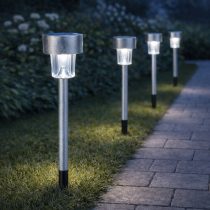   Entac Kerti Szolár lámpa 360 mm, rozsdamentes acél, szürke szín, fehér fényű LED