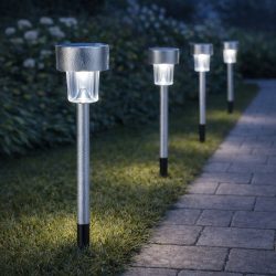   Entac Kerti Szolár lámpa 360 mm, rozsdamentes acél, szürke szín, fehér fényű LED