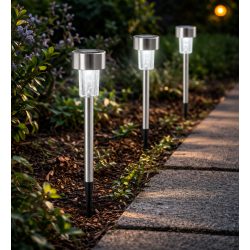   Entac Kerti Szolár lámpa 360 mm, rozsdamentes acél, fehér fényű LED