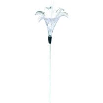   Entac Kerti Szolár lámpa 340 mm, rozsdamentes acél, liliom forma, színváltós RGB LED