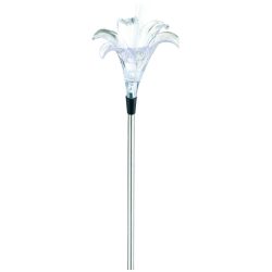   Entac Kerti Szolár lámpa 340 mm, rozsdamentes acél, liliom forma, színváltós RGB LED