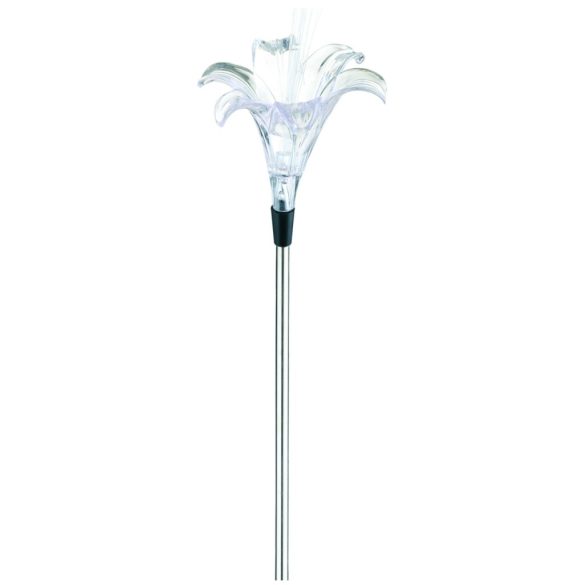 Entac Kerti Szolár lámpa 340 mm, rozsdamentes acél, liliom forma, színváltós RGB LED