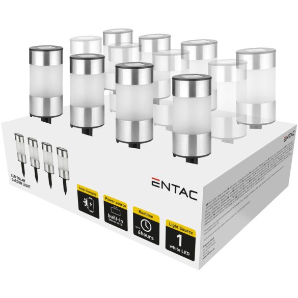 Entac Kerti Szolár lámpa 210 mm, rozsdamentes acél, fehér fényű LED