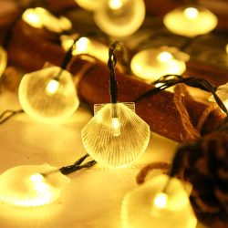   Entac Kerti Szolár fényfüzér, kagyló forma, 5,8m, 20db meleg fehér LED