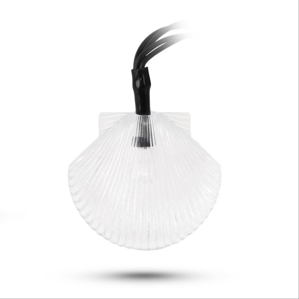 Entac Kerti Szolár fényfüzér, kagyló forma, 5,8m, 20db meleg fehér LED