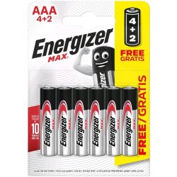Energizer Max AAA 4+2 mikró tartós elem 6 db-os