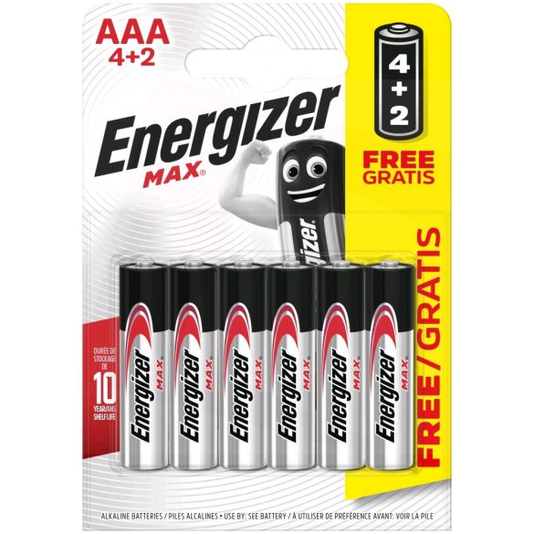 Energizer Max AAA 4+2 mikró tartós elem 6 db-os