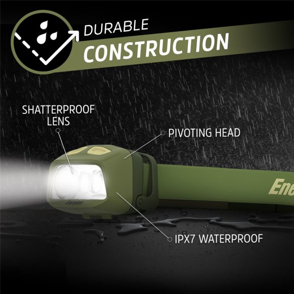 Energizer LED Fejlámpa HDL50, 500 lm, IPX7, 3xAAA