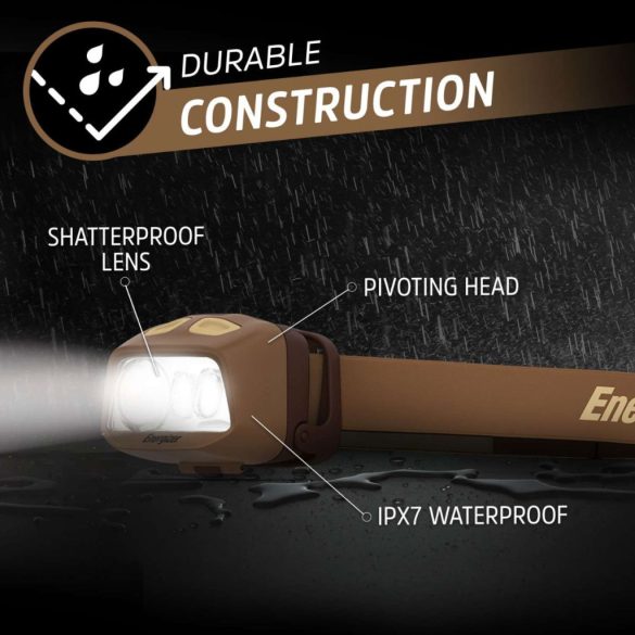 Energizer LED Fejlámpa HDL60, 575 lm, IPX7, Hybrid működés, vörös és zöld fény, 3xAAA
