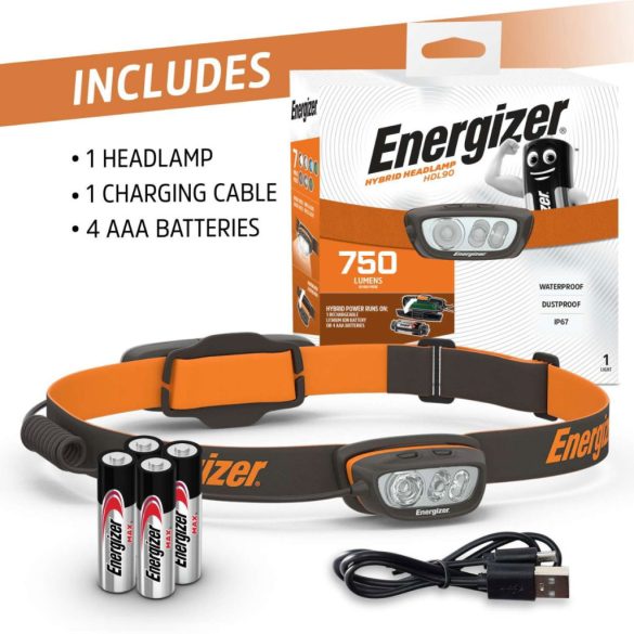 Energizer LED Fejlámpa Hybrid HDL90, 925 lm, IP67, 4xAAA