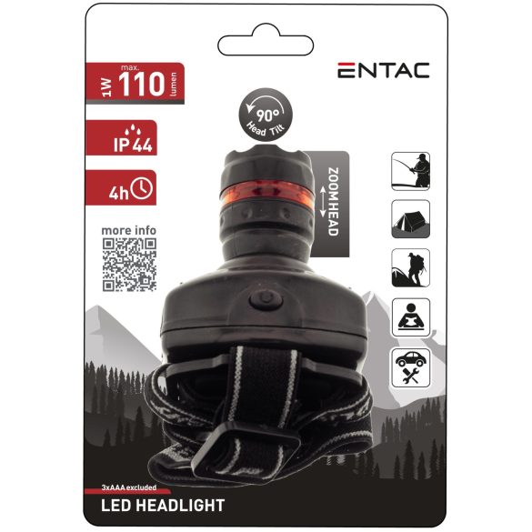 ENTAC LED fejlámpa fókuszálható 110 lumen 1w-os