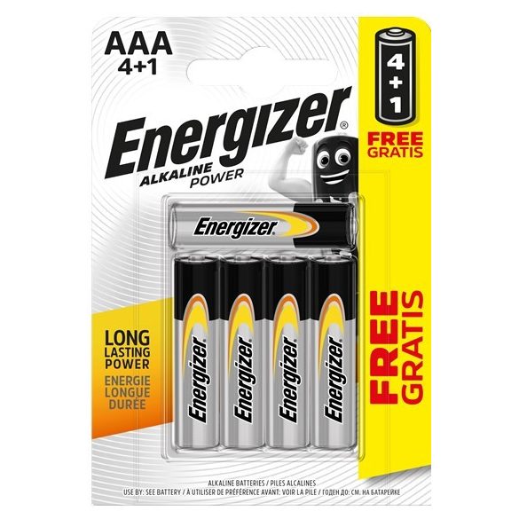 Energizer Alkaline Power AAA 4+1 tartós mikró elem 5 db-os