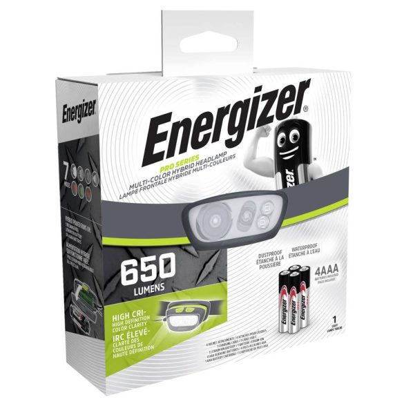 Energizer LED Fejlámpa Pro Series Hybrid 650 lm, 7 üzemmód, IP67, 4xAAA