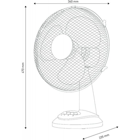 Entac Hordozható Asztali Ventilátor 35W, 3 sebességfokozat, 29 cm lapát, 80° oszcilláció, dönthető fej