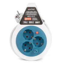   Entac Kábeldobos Hosszabbító 3 Foglalat 10m, 3000W, MINI, IP20, 3G1.5 mm² vezetékkel