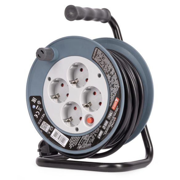 Entac Kábeldobos Hosszabbító 4 aljzat, 10m, 3000W, MINI, IP20, 3G1.5 mm² vezetékkel